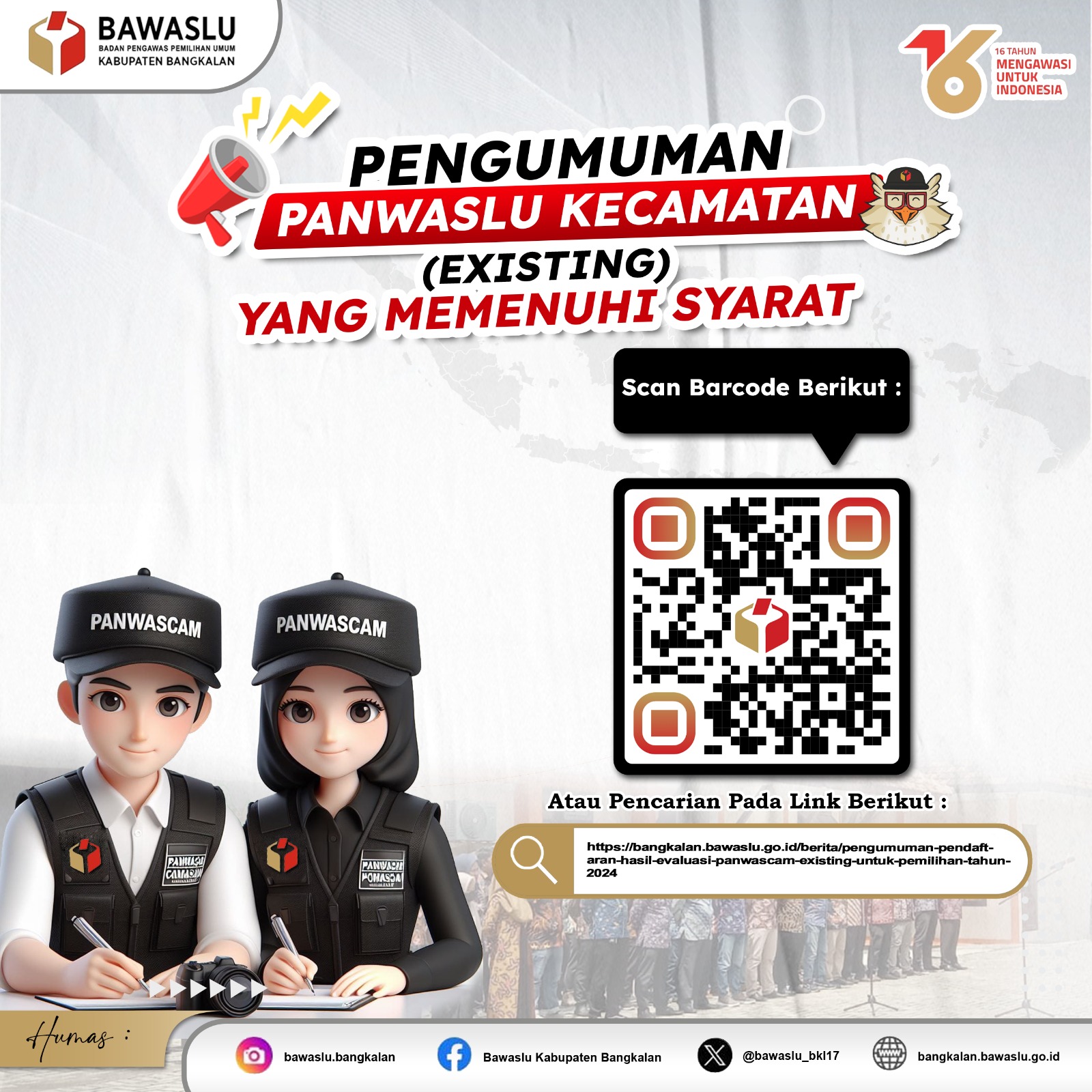 Pengumuman Hasil Evaluasi Panwascam Existing