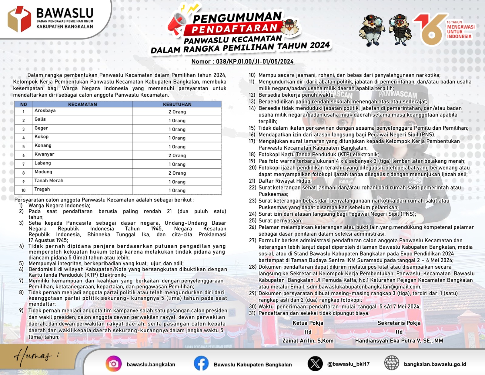 Pengumuman Pendaftaran dan Persyaratannya 