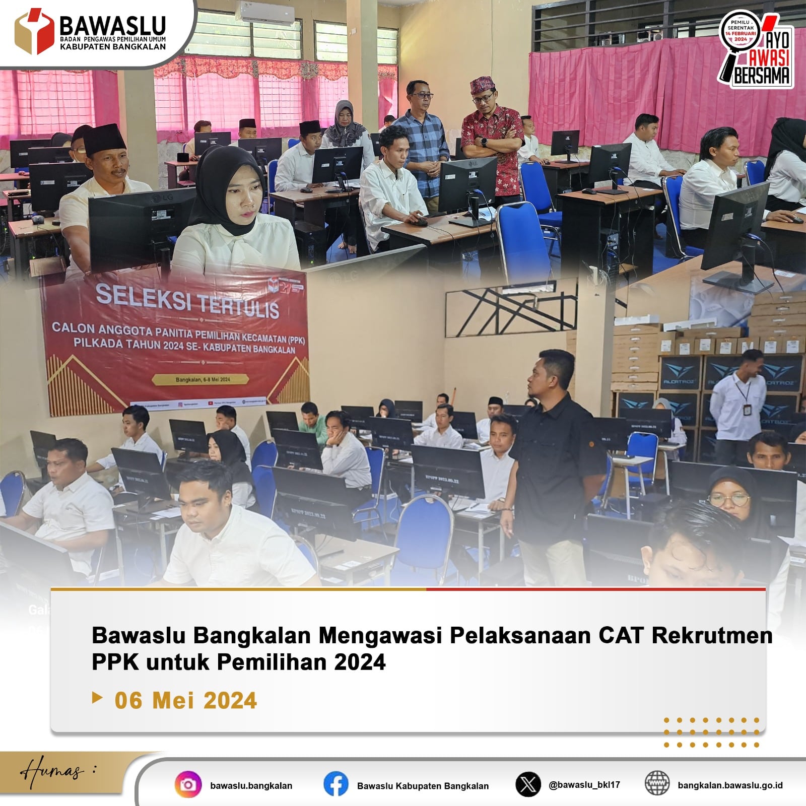 Anggota Bawaslu Bangkalan saat mengawasi tes CAT calon Anggota PPK 