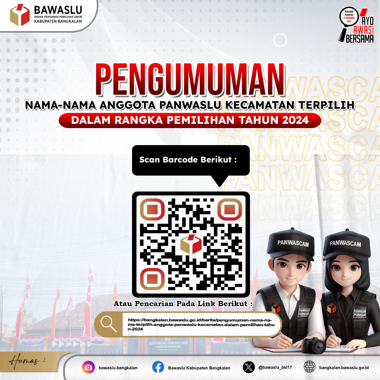 Pengumuman nama-nama panwascam terpilih