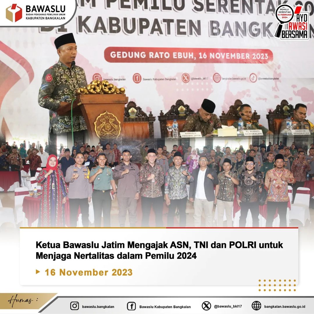 A. Warits Ketua Bawaslu Jatim saat menyampaikan sambutannya dihadapan ASN, TNI/POLRI