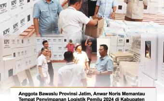 Anggota Bawaslu Jatim memantau tempat penyimpanan logistik di Bangkalan